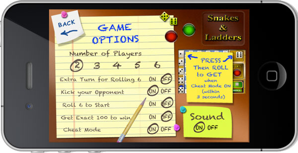 Iphone Snakes & Ladders Game Options